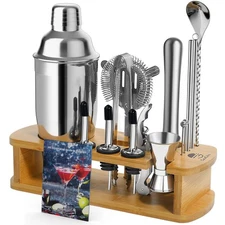 Cocktail Shaker Set Mixology Bartender Kit with Stand 17 Piece Tool Set: Martini