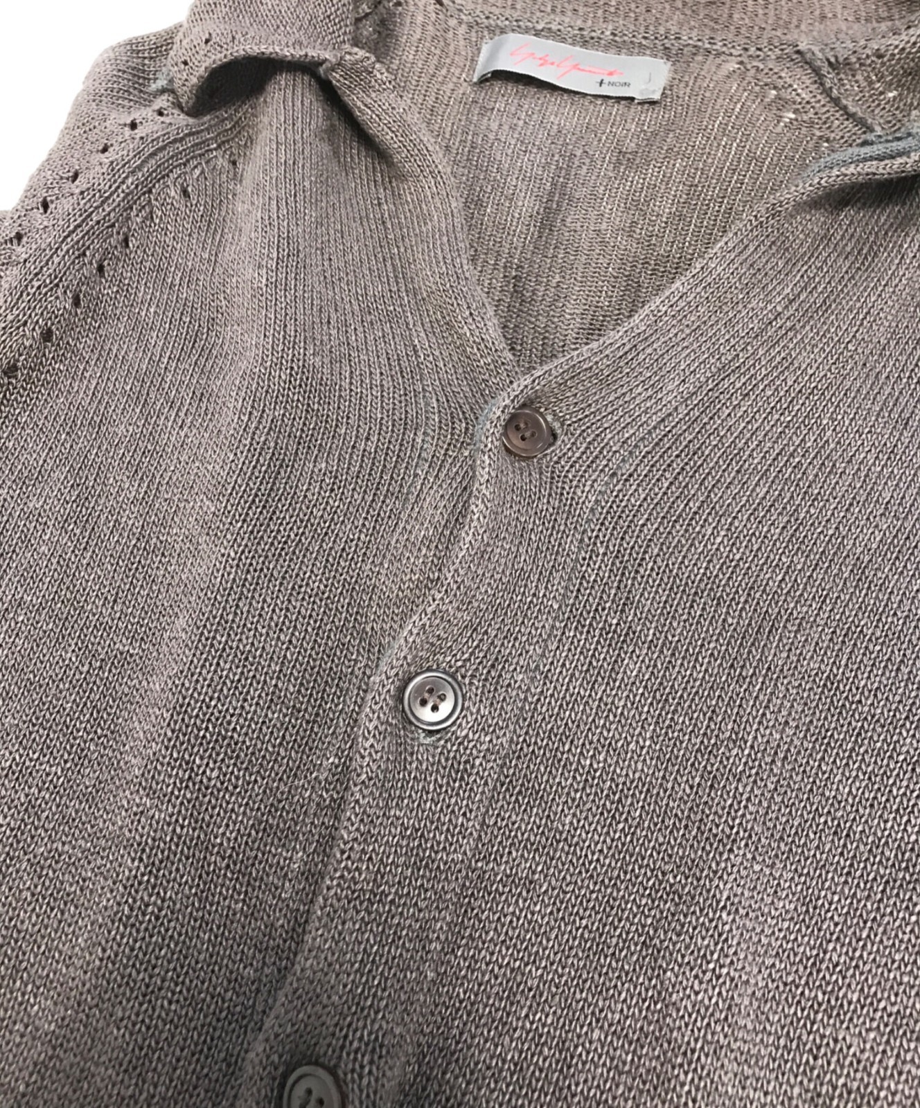 yohji yamamoto+noir Ladies Asymmetric Collar Design Cardigan Size 2 Greige USED image 3
