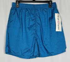 VTG 90s Women's Large Olympic Exposure Nylon Windbreaker Shorts Blue NWT