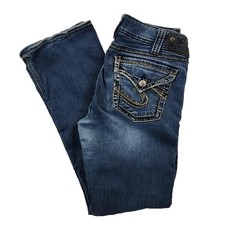 Silver Jeans Co Suki Mid Slim Boot Blue Women W30 L31 Dark Wash Denim Pants