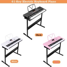 Electric Keyboard Piano 61-Key with Headphones, Microphone  Stool for Starter