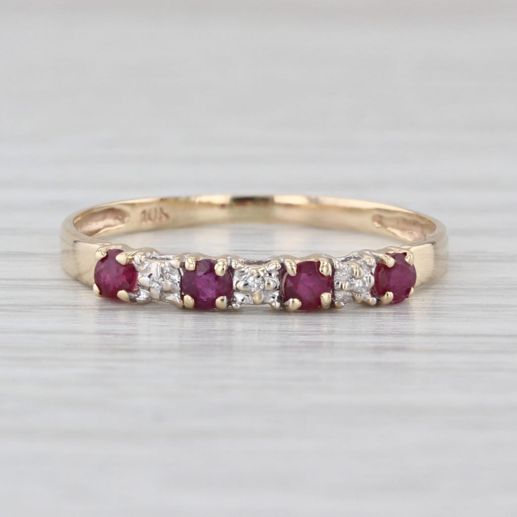 0.30ctw Ruby Diamond Stackable Ring 10k Yellow Go… - image 2