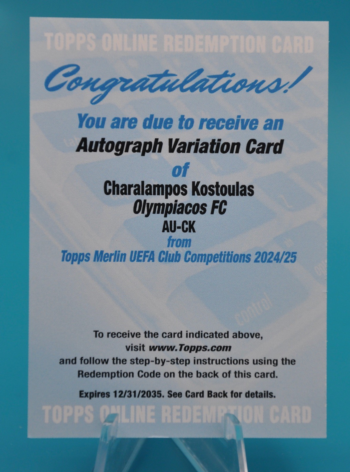 2024-25 Topps UCC Merlin Charalampos Kostoulas Auto Variation Card Redemption RC