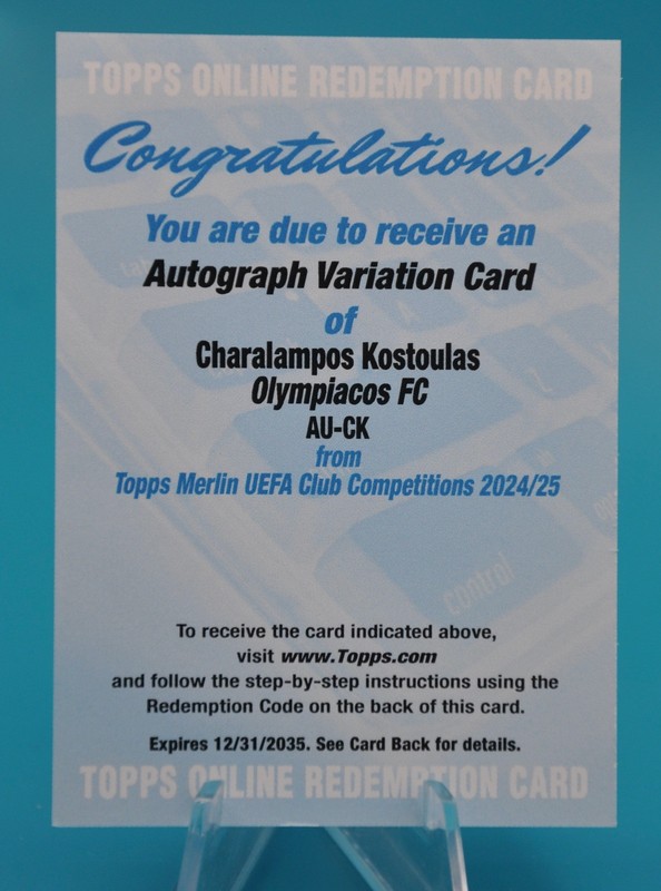2024-25 Topps UCC Merlin Charalampos Kostoulas Auto Variation Card Redemption RC
