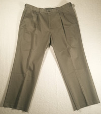 Haggar Premium No-Iron Khaki Men's Pants Pleated Classic Straight Dk Beige 40x30