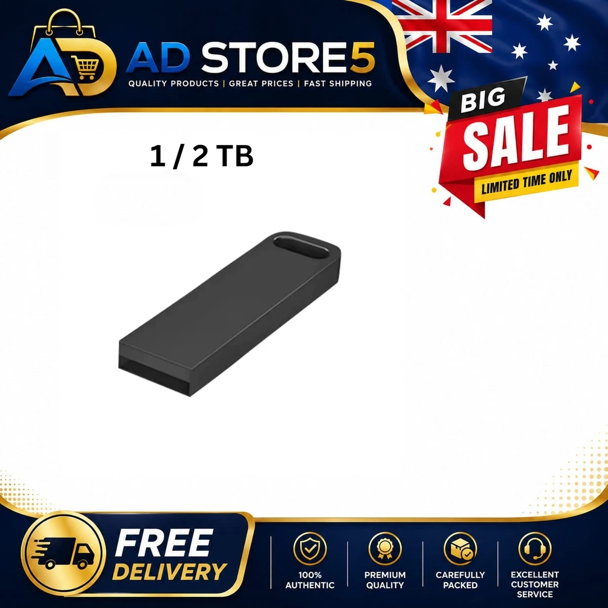 USB 3.0 Flash Drive 1TB 2TB Metal Memory Stick High Speed