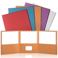 5 Pcs Tri Fold Folders with 3 Pockets 8.5 x 11 Inch Letter Size Plastic Tri F...