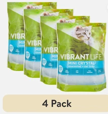 (4 pack) Vibrant Life Mini Crystal Unscented Cat Litter, 8 lb