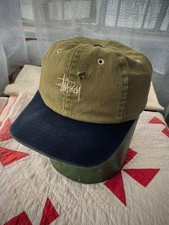 Vintage 90s Stussy black green made in usa sun fade baseball cap hat