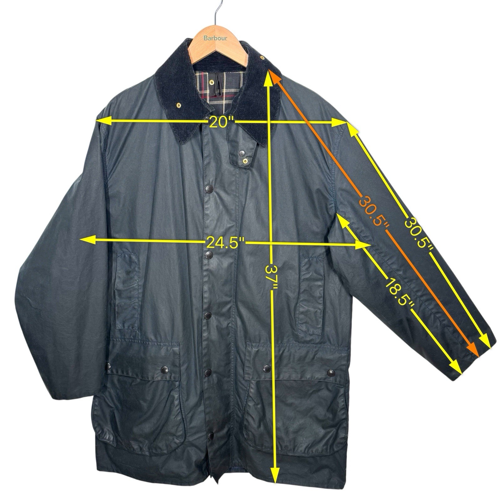 Barbour A205 Border Wax Jacket Navy Blue C40 Medium Vintage 80s Two Warrant image 2