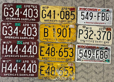 Wisconsin "America's Dairyland" Vintage License Plates Lot of 8
