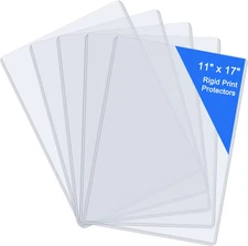 11" x 17" Hard Plastic Sheet Protectors, Menu Rigid Print Protectors, Clear Cert