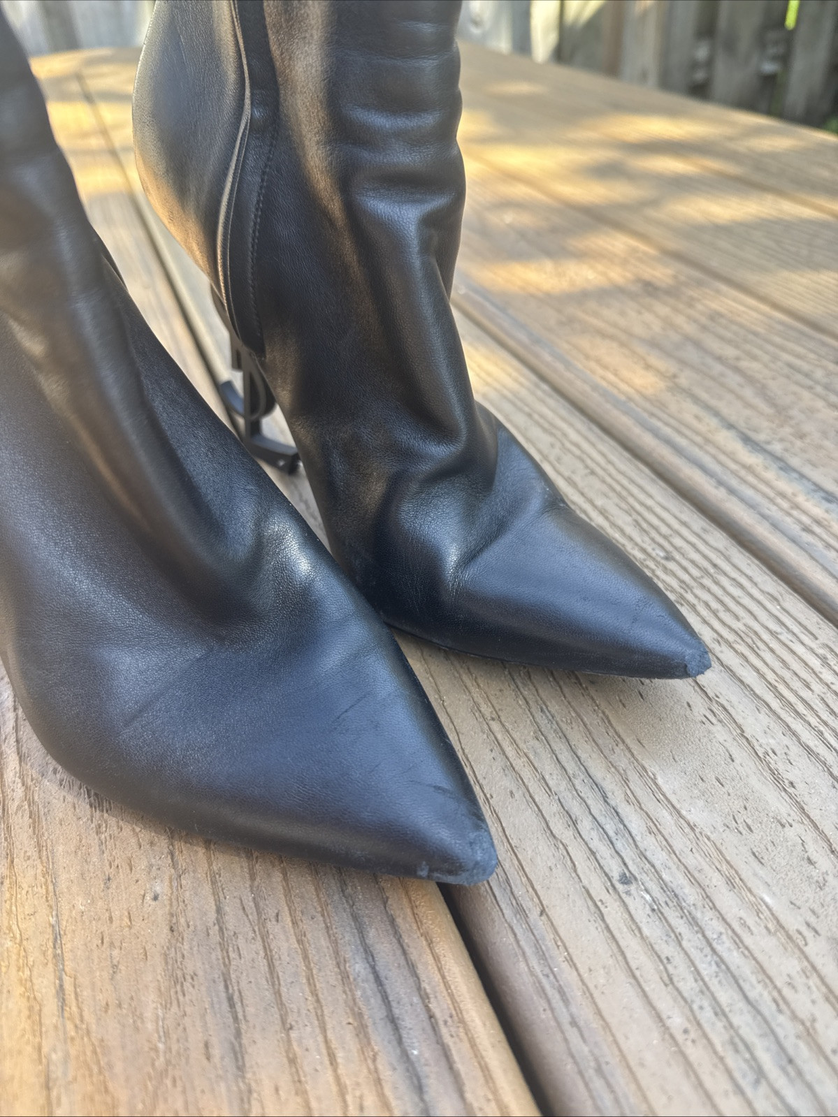 SAINT LAURENT Stivali Opyum YSL in pelle con zip taglia 38