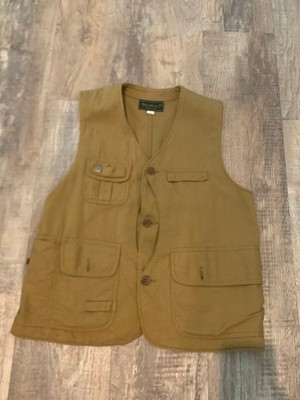 WAREHOUSE Lot 2201 Half Moon Fishing Vest 38 Brown Dark Beige Canvas Japan