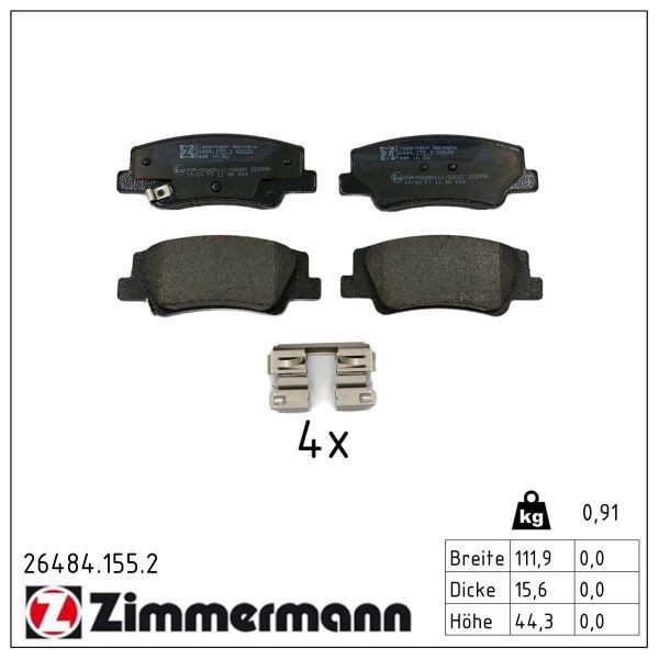 Zimmermann Bremsbelagsatz, Scheibenbremse 26484.155.2 FüR Hyundai KIA-image