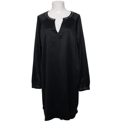H&M, Kleid, Größe: 44, Schwarz, Polyester, Einfarbig, Satin, Damen #oM6