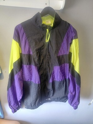 Black Cheetah Windbreaker Style Track Top Vintage 90s Rave Shellsuit Medium