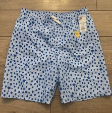 Cat Jack Boys XL Husky Swim Shorts Light Blue Palm Polka Dot Palm UPF 50