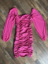 Shein Front Pink Shoulder Ruffle Long Sleeve Dress Size Medium Party Never Worn