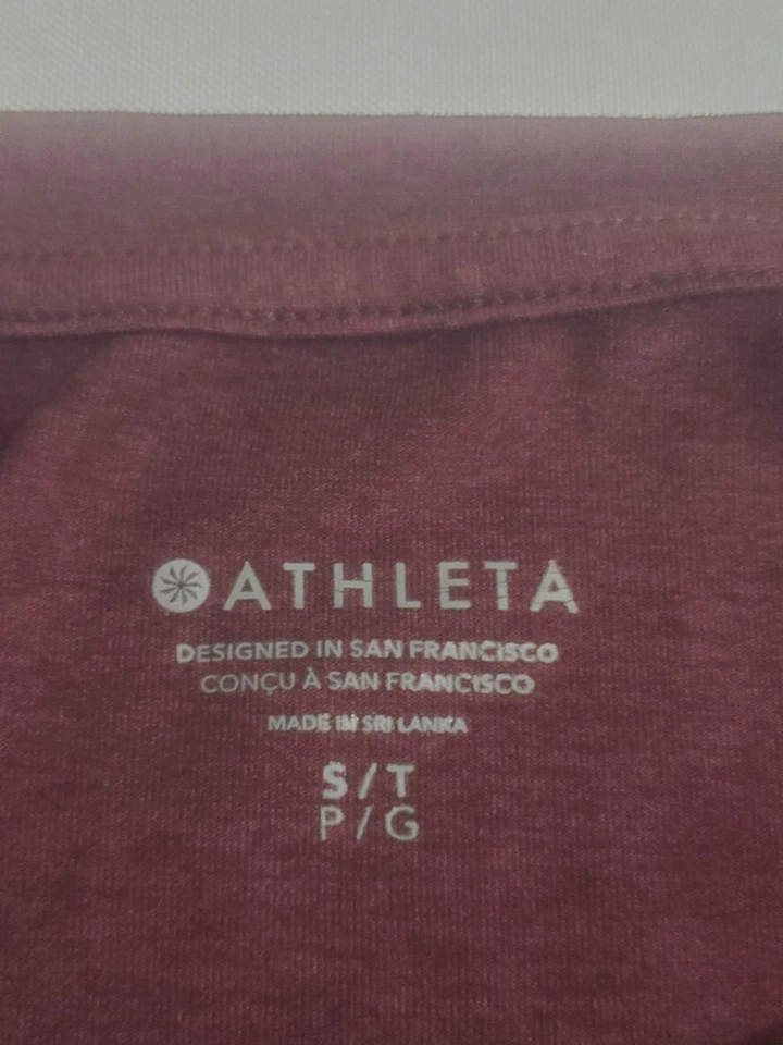 Camisa Athleta Para Mujer Talla Pequeña Alta Borgoña Manga Larga Ropa Activa Adulto Top Foto 4 de 4