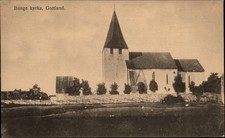 Bunge kyrka Gotland church Sweden vintage postcard z263