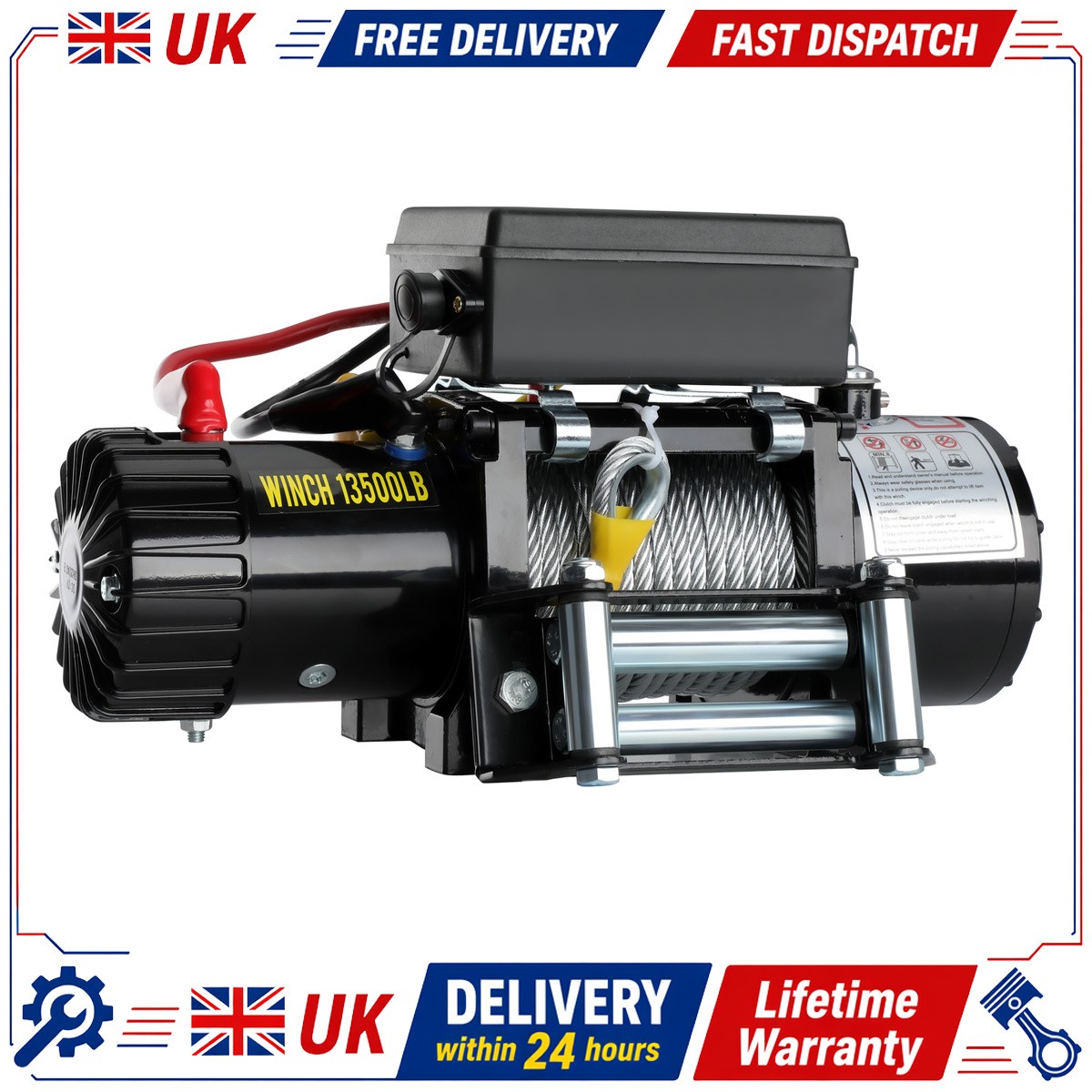 12V 4500lb/2041kg Car Electric Winch Fiber Rope With 2 Wireless Remote Controls - Image 22