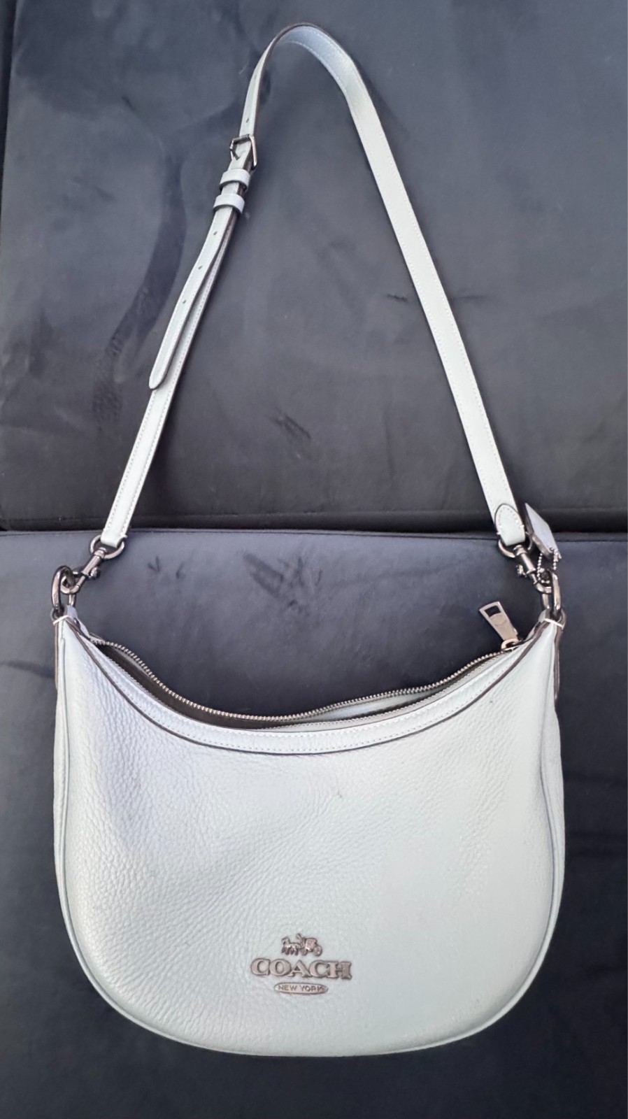 Coach Aria CO996 Cornflower Blue Leather Crossbody Bag Gently Used