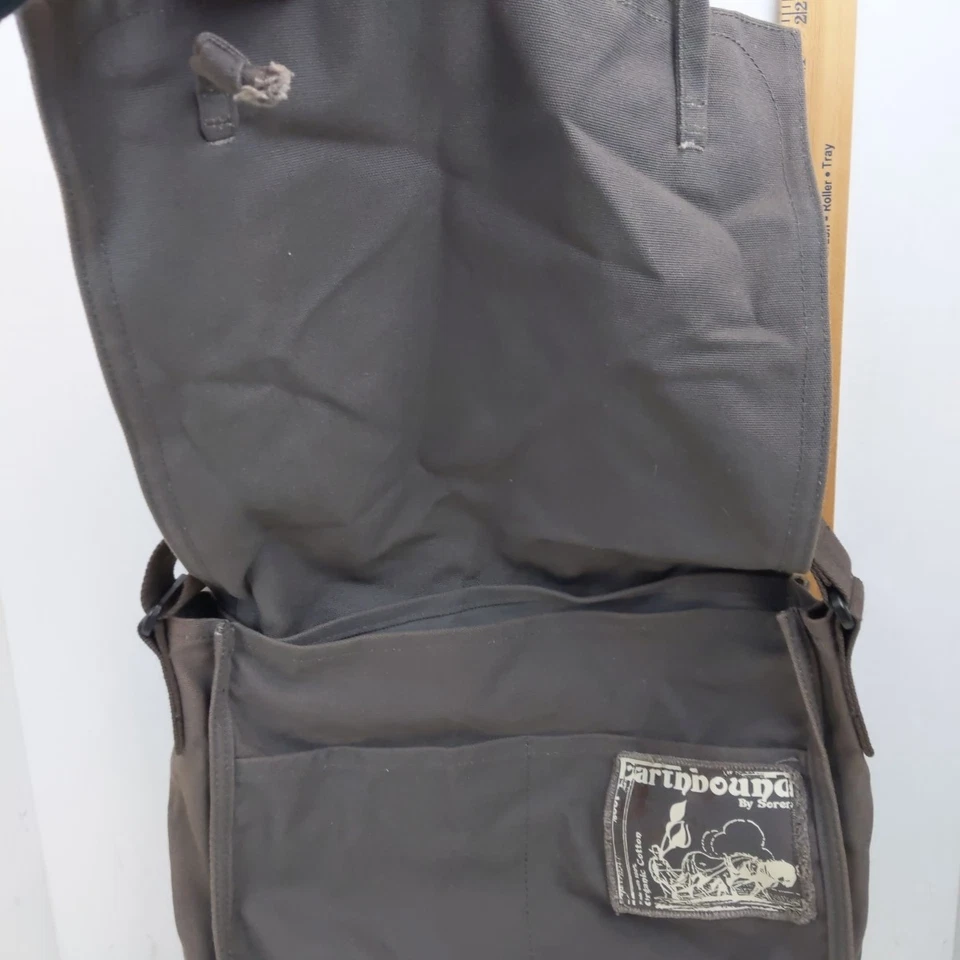 EA Logo Brown Canvas Messenger Bag Earthbound Adjustable Shoulder Bag - Image 3 of 4