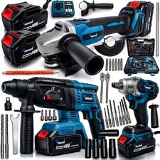 Akku Schlagschrauber Winkelschleifer Bohrhammer Set 48V Koffer 2 Akku Bürstenlos