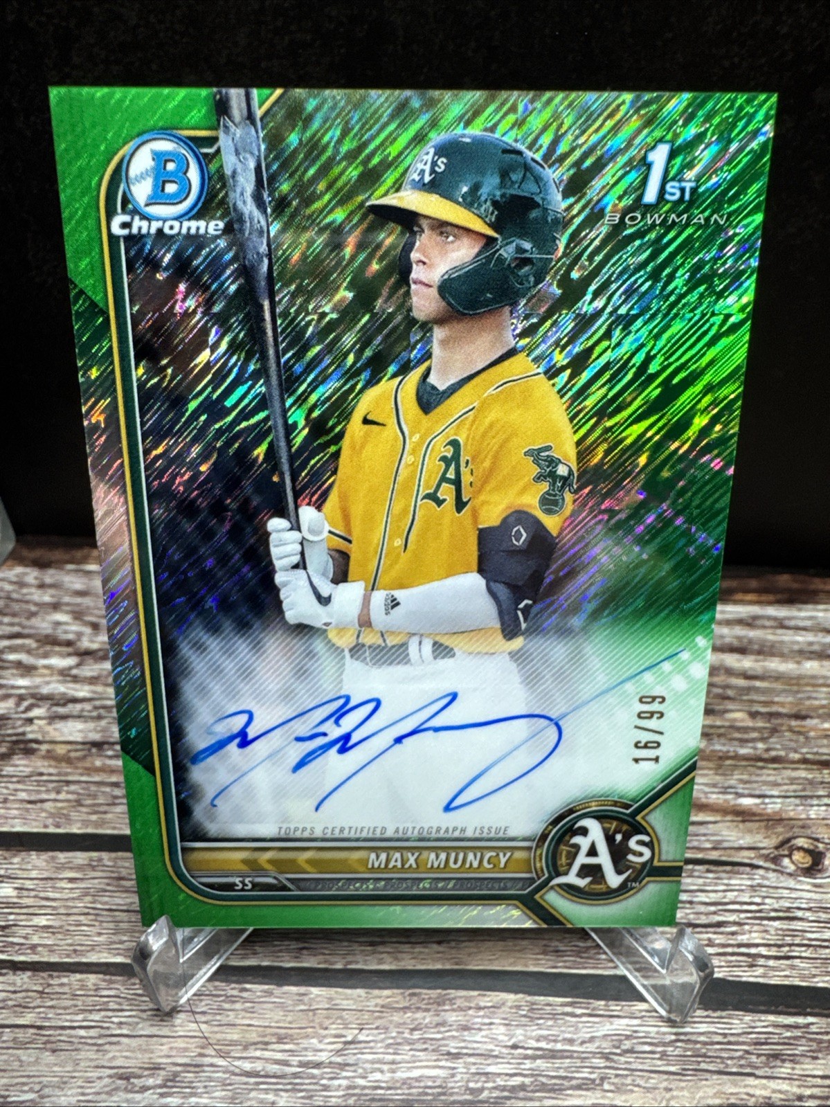 2022 Bowman Max Muncy Chrome Prospect Green Shimmer Auto /99 #CPA-MMU (RC)