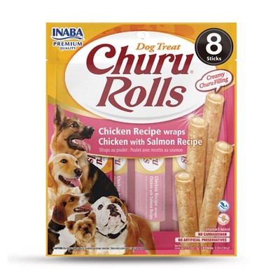 Inaba Dog Churu Rolls Chicken Wraps with Salmon, 6 Pack - 96g