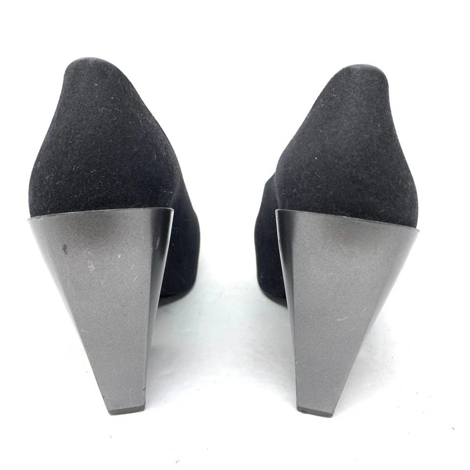 Melissa Women's Size 6 Faux Leather Heel Pump Peep Toe Black Gray *READ - Image 4 of 4