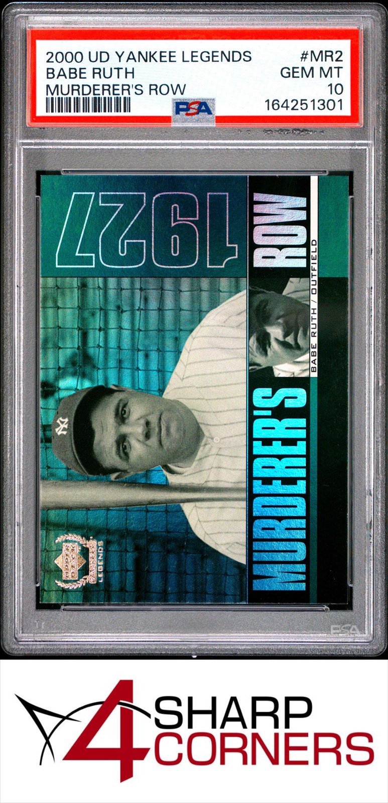 2000 UPPER DECK YANKEES LEGENDS MURDERER'S ROW #MR2 BABE RUTH HOF POP 2 PSA 10 view 1