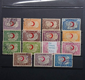 Turkey Used Stamps Lot Multicolor Red Crescent Charity Postage Handstamped