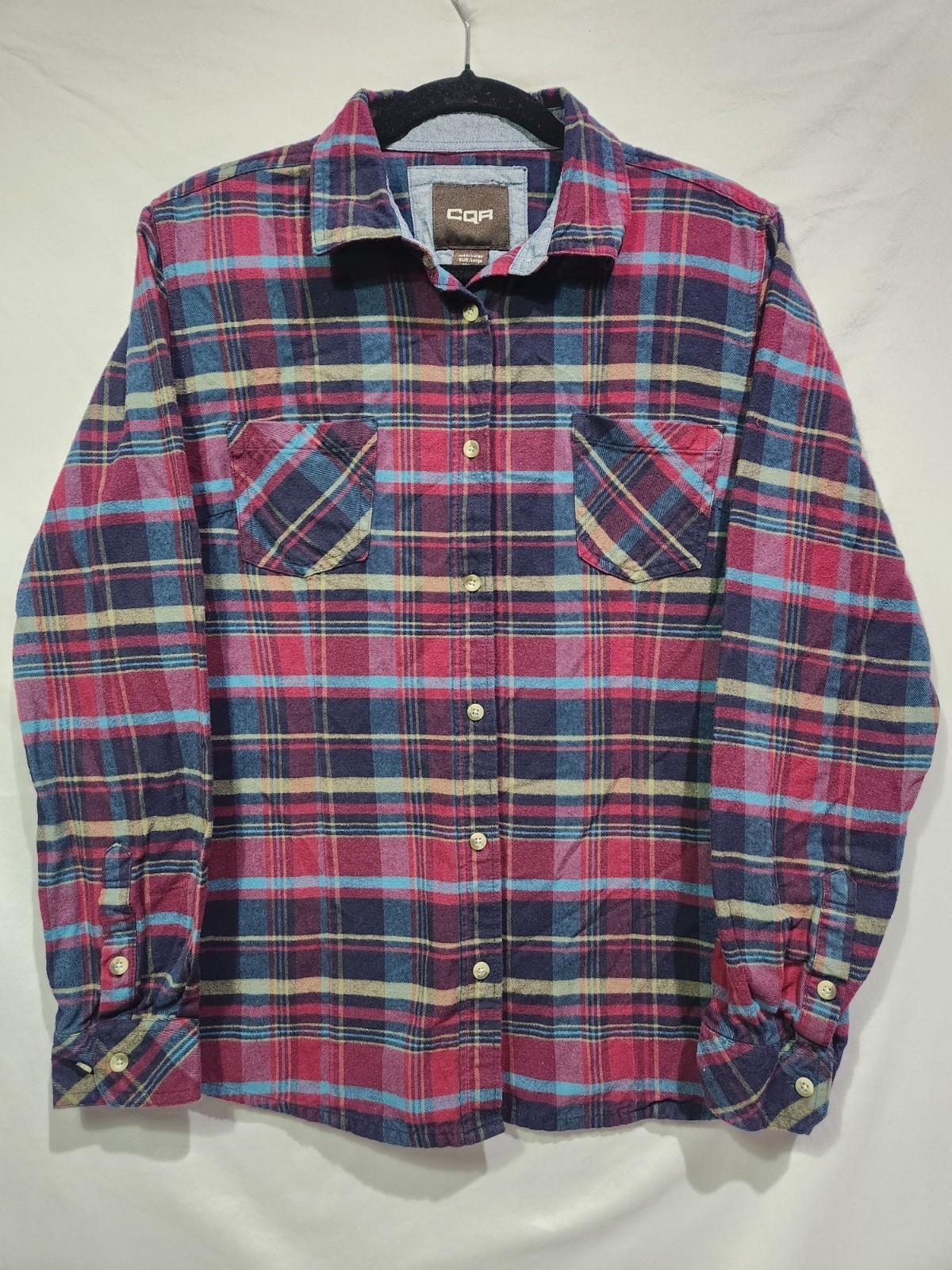 CQR Women's Plaid Flannel Shirt Long Sleeve Cotton Soft Brus
