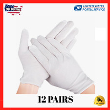 12 Pairs XL White Cotton Inspection Gloves   Soft Jewelry Coin Work Gloves - US