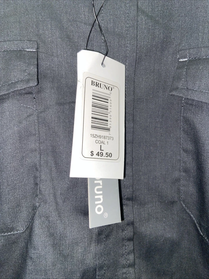 Camisa de vestir BRUNO para hombre talla grande manga larga nueva con etiquetas L19 Foto 3 de 4