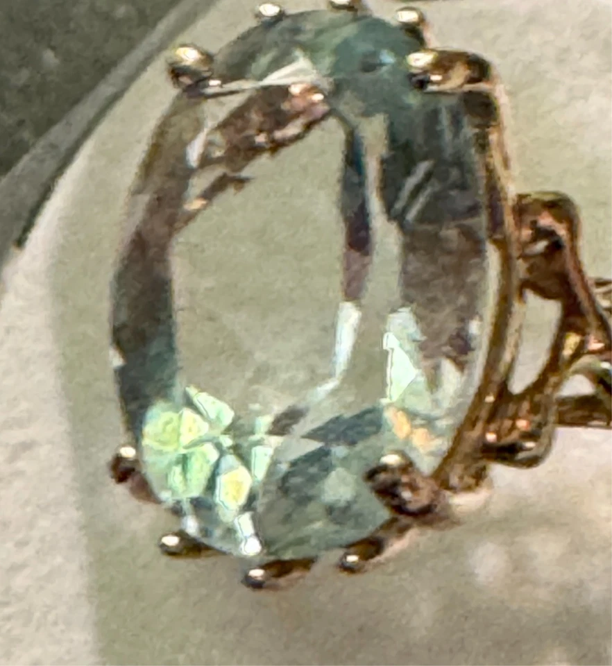 VTG Aquamarine Solitaire Ring 10k Gold Massive Genuine Natural Oval 10x8 mm sz10 - Image 4 of 4