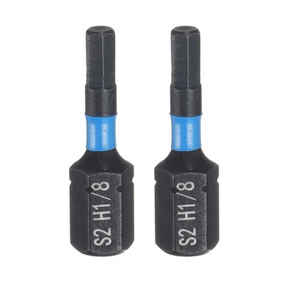 2pcs H1/8 SAE Magnetic Hex Screwdriver Bit 1/4'' Hex Shank Industrial Bits