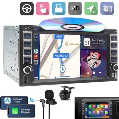 2 DIN Car Radio Stereo CD DVD Player Audio Head Unit Android Auto CarPlay GPS AM
