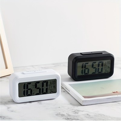 Digital Alarm Clock LCD Display Calendar Temperature Battery Operated