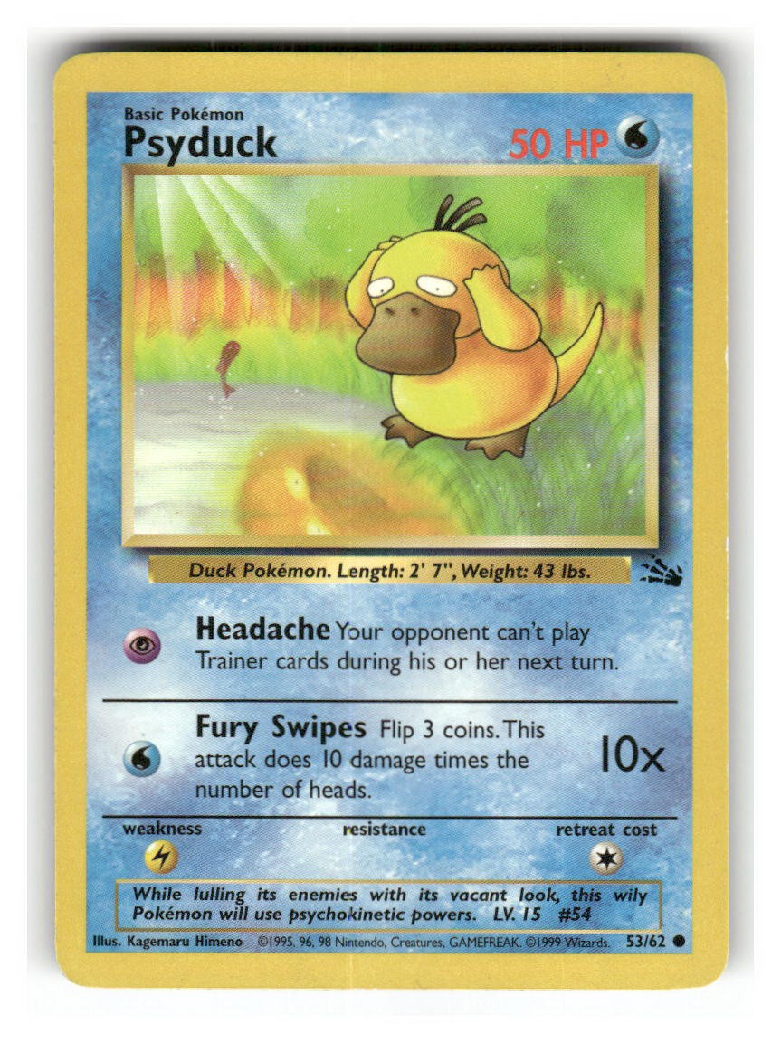 Psyduck 53/62 Common Fossil Pokemon Unlimited Lightly Played