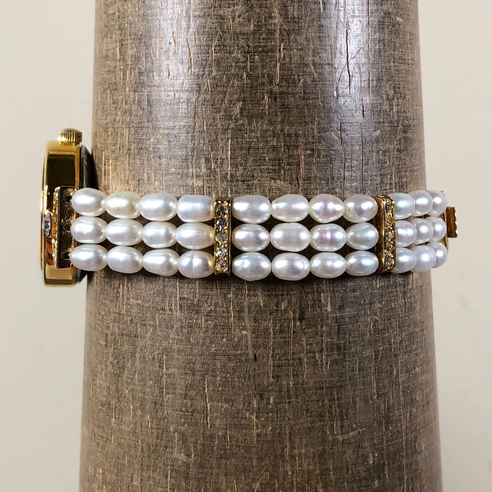 Unbranded Women Dress Pave MOP Dial PearlsBracelet Quartz 23mm Watch 6 3/4" - Image 3 of 4