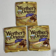 Werther's Original SUGAR FREE CARAMEL CHOCOLATE Hard Candies 1.46oz bag (3 bags)