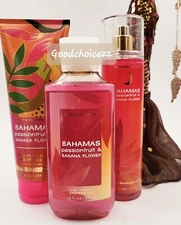 Bath Body Works BAHAMAS PASSIONFRUIT & BANANA FLOWER Mist,Cream, Shower Gel *SET