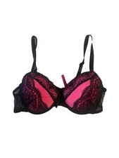 seven til midnight pink and black lace bra medium