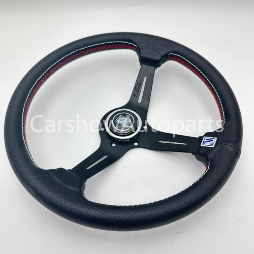 NARDI 350MM Mid-deep Perforated Leather Black Spoke Racing Sport Steering Wheel - Picture 9 of 9