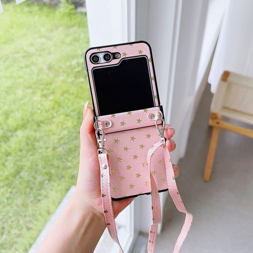 Coque Etui Antichoc Pour Samsung Galaxy Z Flip5 Flip4 Flip3 Cuir Longe Cordo Dur - Photo 14 sur 17