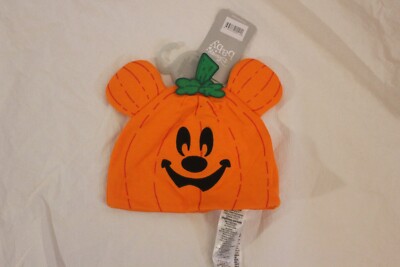 Disney Baby Mickey Mouse Jack O Lantern Pumpkin Beanie Hat Infant Size NWT
