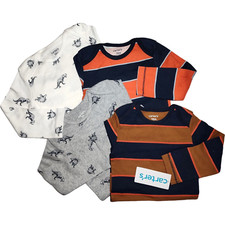 Carter's Baby Boy 9 Mos Long Sleeve Bodysuit Set 4pc Dinosaur Stripe NWT